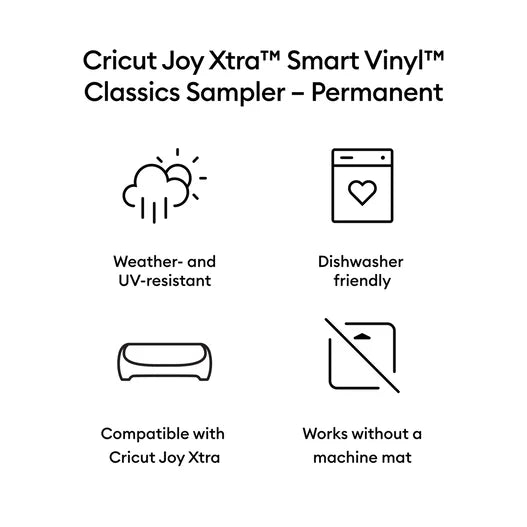 Cricut Joy Xtra™ Smart Vinyl™ – Permanent, Classics Sampler (3 ct)