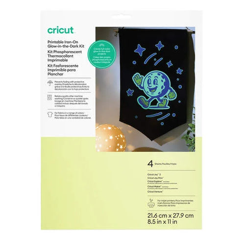 Cricut® Printable Iron-On Glow in the Dark Kit – 8.5 in x 11 in (4 ct)