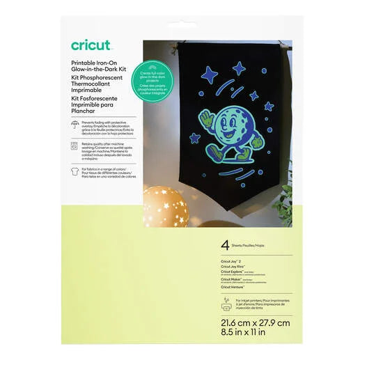 Cricut® Printable Iron-On Glow in the Dark Kit – 8.5 in x 11 in (4 ct)