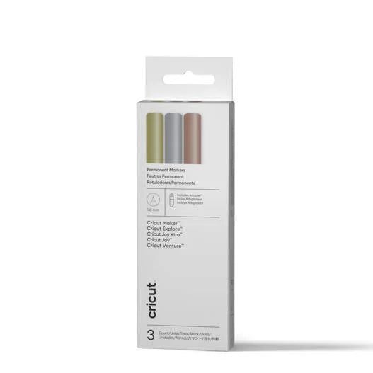 Cricut® Permanent Metallic Markers 1.0 mm, Gold/Silver/Copper (3 ct) + Adapter