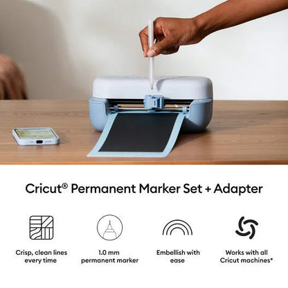 Cricut® Permanent Markers 1.0 mm, Black (3 ct) + Adapter