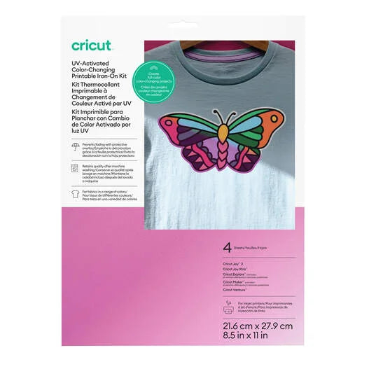 Cricut® Printable Iron-On UV Color Changing Kit – 8.5 in x 11 in (4 ct)