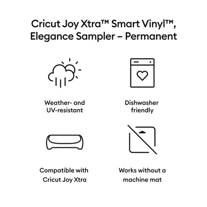 Cricut Joy Xtra™ Smart Vinyl™ – Permanent Sampler, Elegance (3 ct)