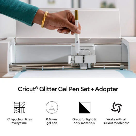 Cricut® Glitter Gel Pens 0.8 mm, Rainbow Sampler (10 ct) + Adapter