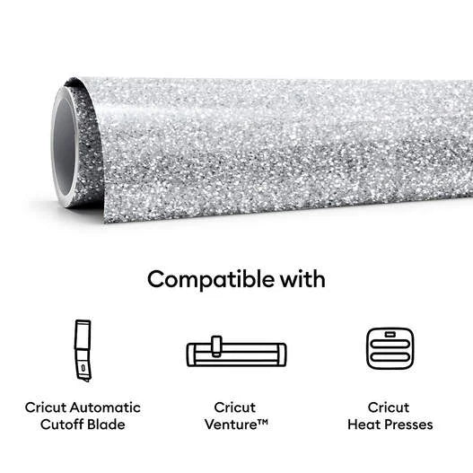 Smart Iron-On, Glitter, Silver 12 ft