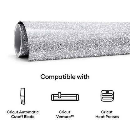 Smart Iron-On, Glitter, Silver 12 ft