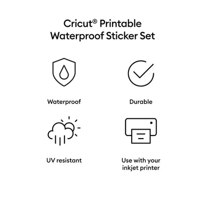 Cricut® Printable Waterproof Sticker Set - 8.5 in x 11 in (20 ct)