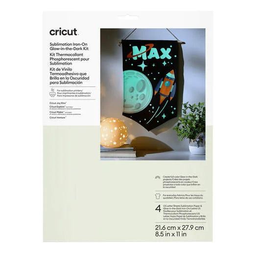 Cricut® Sublimation Glow-in-the-Dark Iron-On Kit – 8.5 in x 11 in (4 ct)