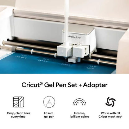 Cricut® Gel Pens 1.0 mm, Peacock Sampler (3 ct) + Adapter