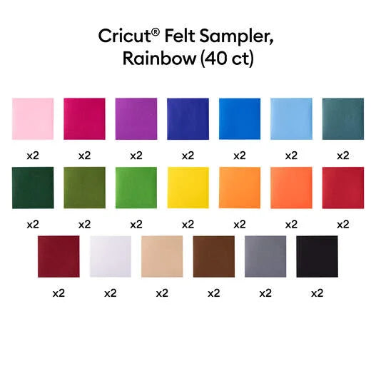 Cricut® Felt Sampler, Rainbow – 12 in x 12 in (40 ct)