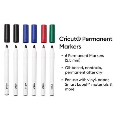 Permanent Markers 2.5 mm, Black/Blue/Red/Green (6 ct)