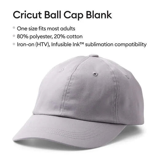 Cricut Ball Cap Hat Blank, Gray