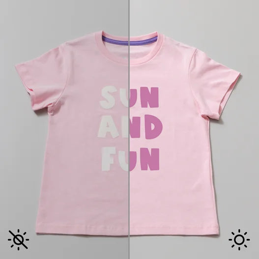 UV-Activated, Color-Changing Iron-On, White - Violet