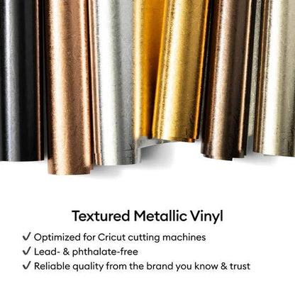 Cricut® Textured Metallic Vinyl – Permanent, Luxe Sampler - 12 in x 12 in (6 ct)