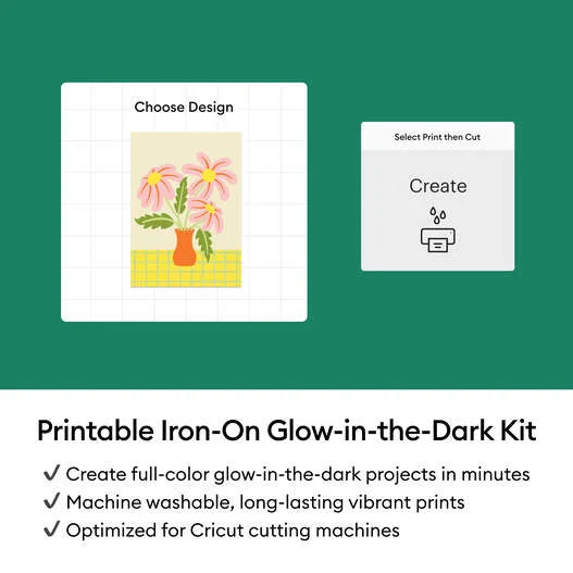 Cricut® Printable Iron-On Glow in the Dark Kit – 8.5 in x 11 in (4 ct)