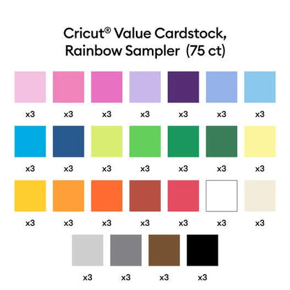 Cricut® Value Cardstock, Rainbow Sampler - 12 in x 12 in (75 ct)