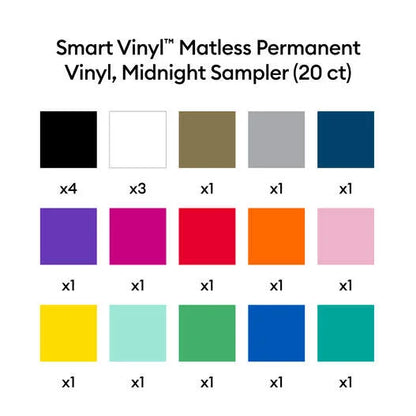 Cricut® Smart Vinyl™ Matless Permanent Vinyl, Colorful Sampler – 13 in x 12 in (20 ct)