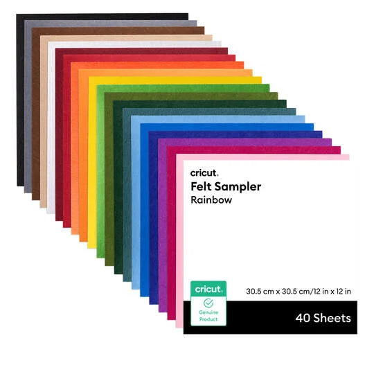 Cricut® Felt Sampler, Rainbow – 12 in x 12 in (40 ct)