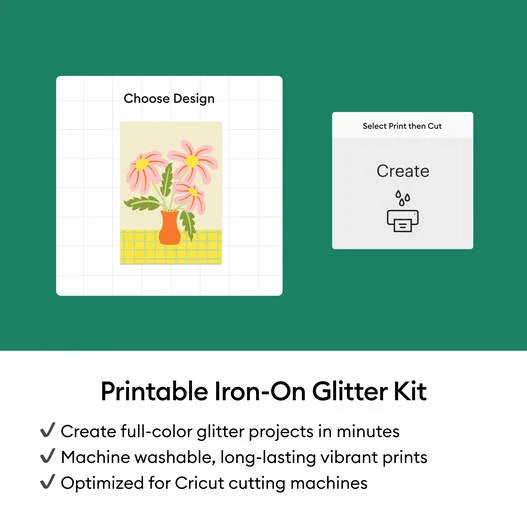 Cricut® Printable Iron-On Glitter Kit – 8.5 in x 11 in (4 ct)