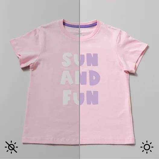 UV-Activated, Color-Changing Iron-On, White - Violet