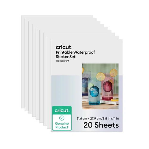 Cricut® Printable Waterproof Sticker Set - 8.5 in x 11 in (20 ct)