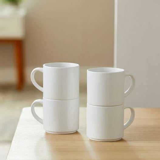 Stackable Ceramic Mug Blank, White - 10 oz/300 ml (4 ct)