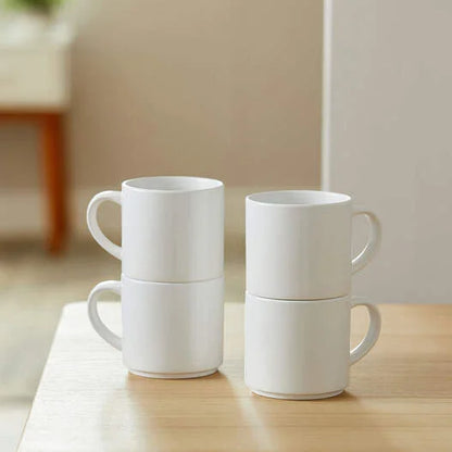 Stackable Ceramic Mug Blank, White - 10 oz/300 ml (4 ct)